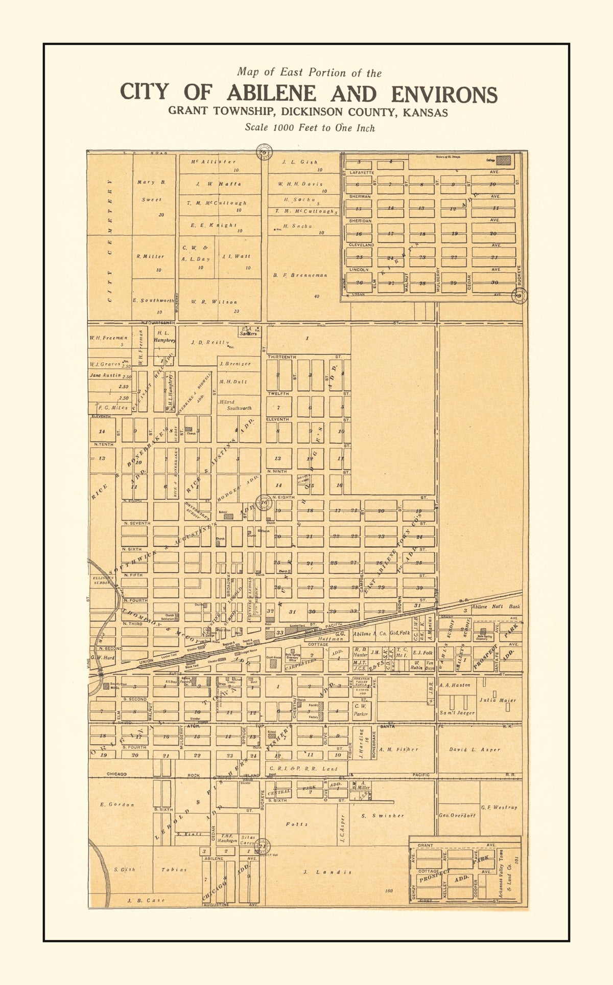 Preview of Vintage Map of Abilene, Kansas 1909