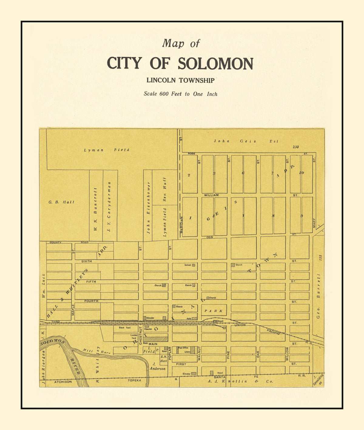 Preview of Vintage Map of Solomon, Kansas 1909
