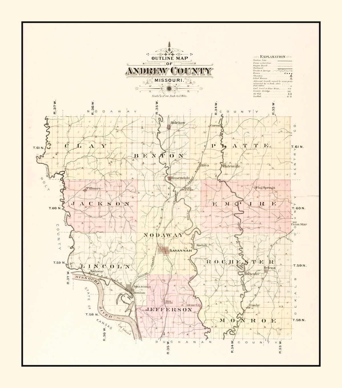 Preview of Vintage Map of Andrew County, Missouri 1909