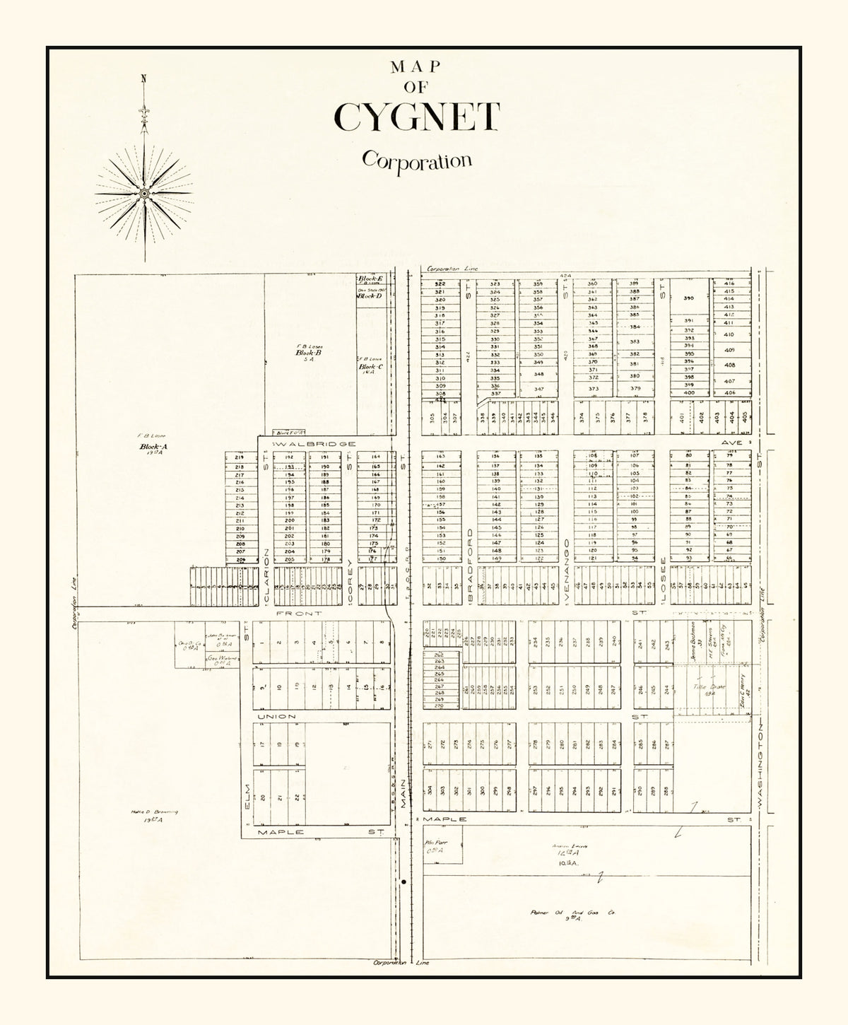 Preview of Vintage Map of Cygnet, Ohio 1912