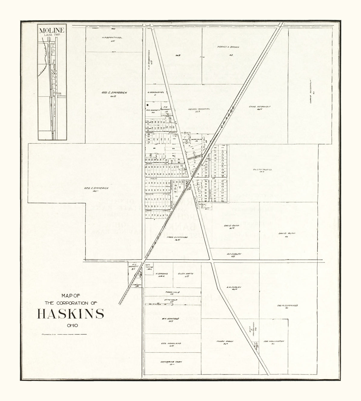 Preview of Vintage Map of Haskins, Ohio 1912