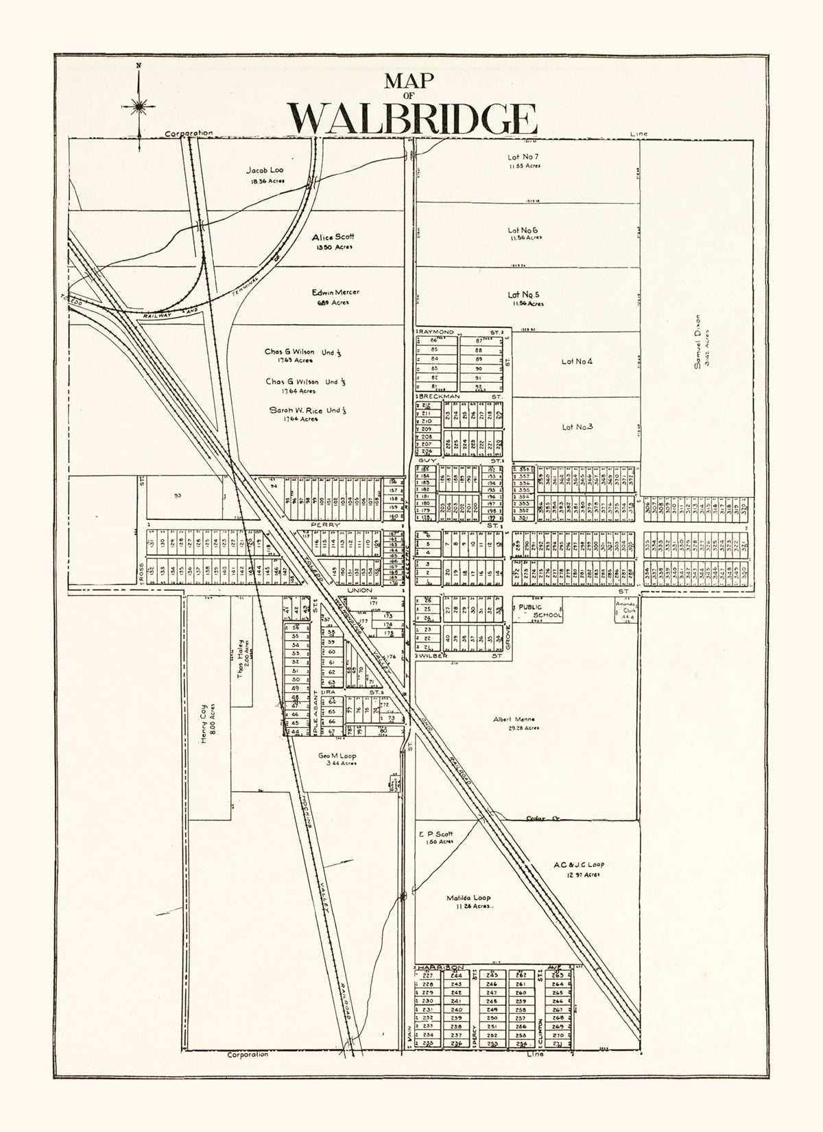 Preview of Vintage Map of Walbridge, Ohio 1912