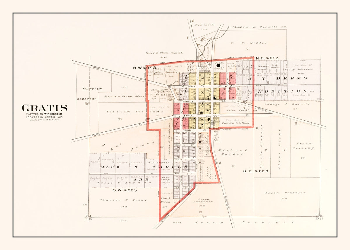 Preview of Vintage Map of Gratis, Ohio 1912