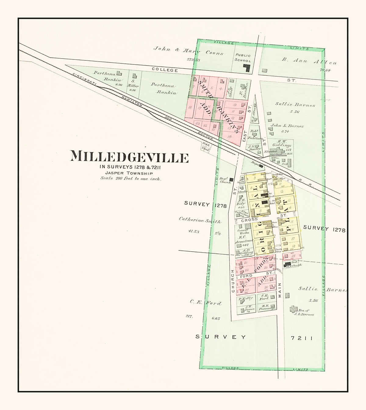 Preview of Vintage Map of Milledgeville, Ohio 1913