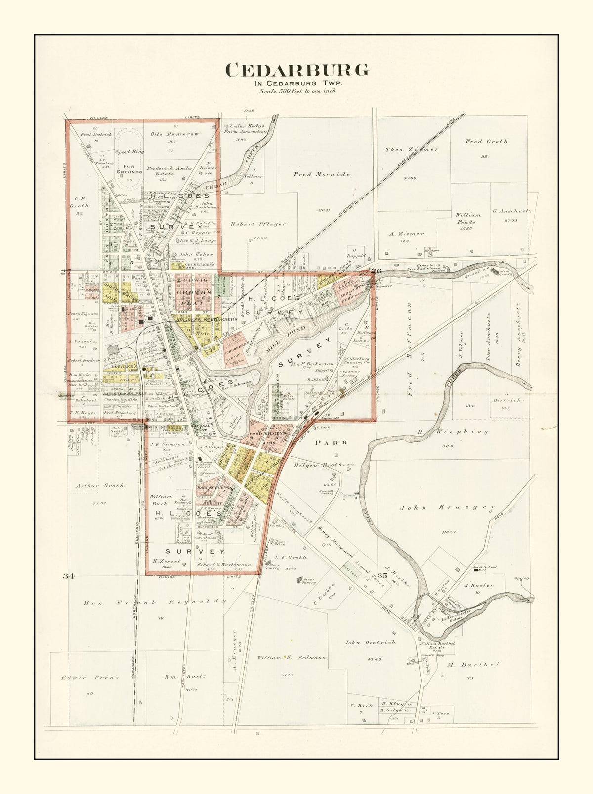 Preview of Vintage Map of Cedarburg, Wisconsin 1915
