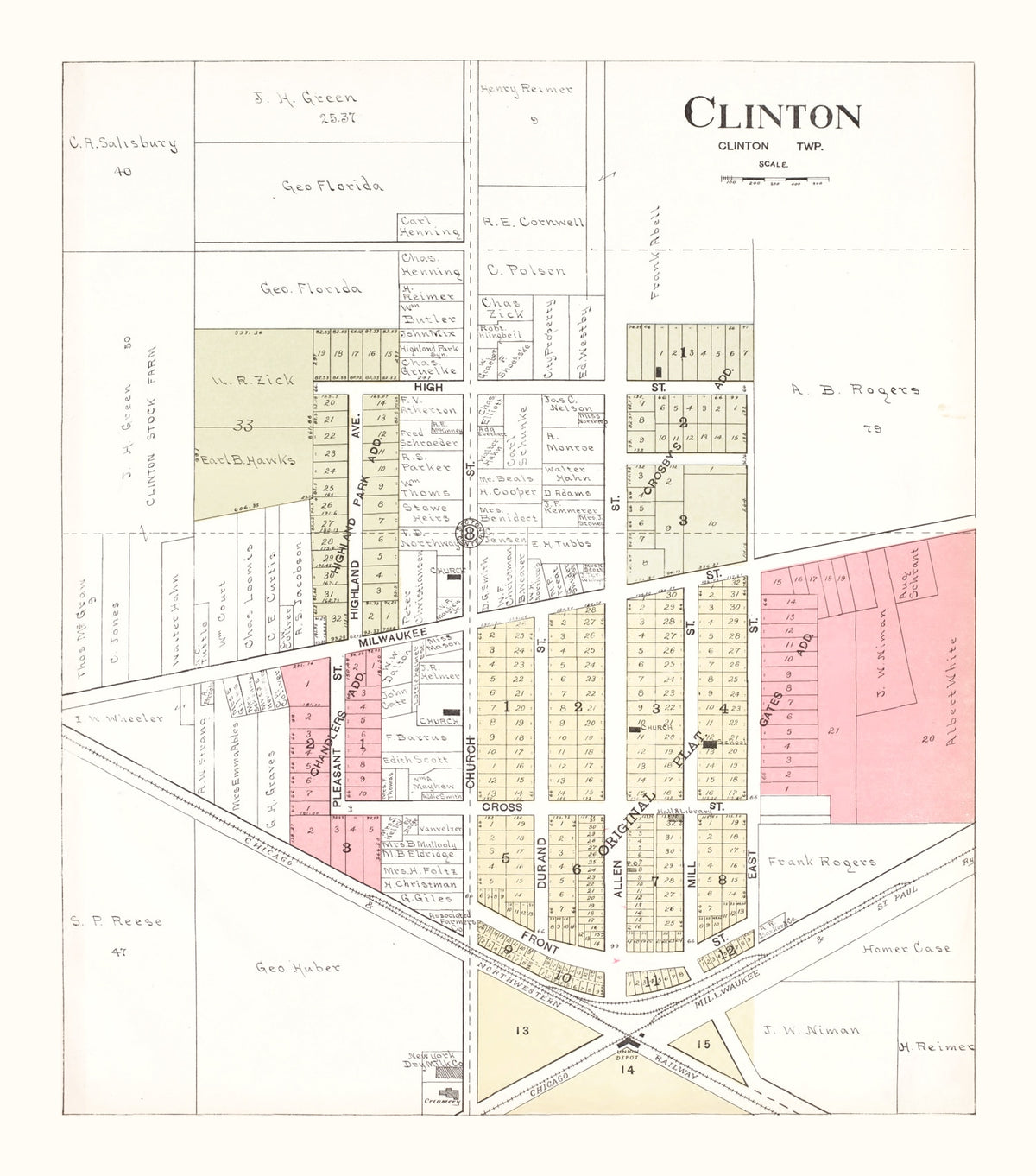 Preview of Vintage Map of Clinton, Wisconsin 1917