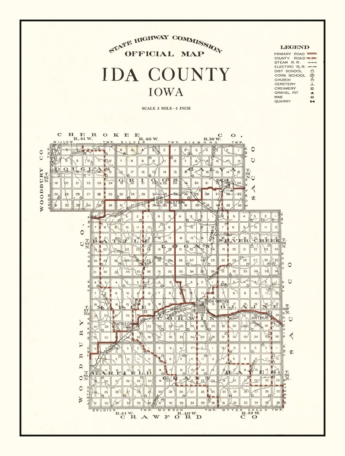 Preview of Vintage Map of Ida County, Iowa 1920