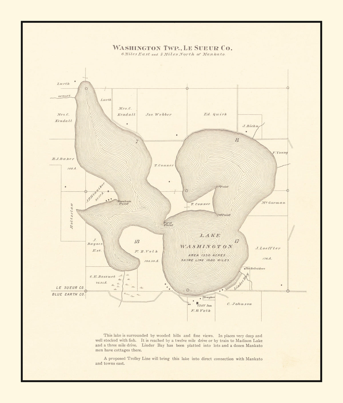 Preview of Vintage Lake Washington, MN Map 1921
