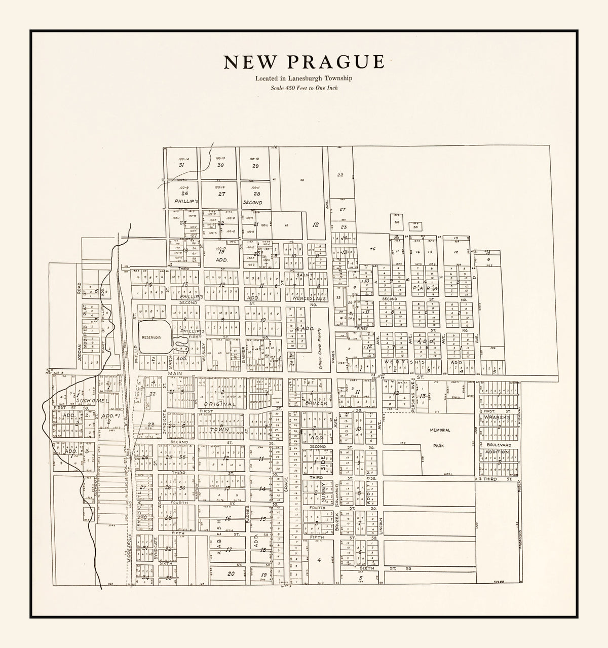 Preview of Vintage Map of New Prague, Minnesota 1928