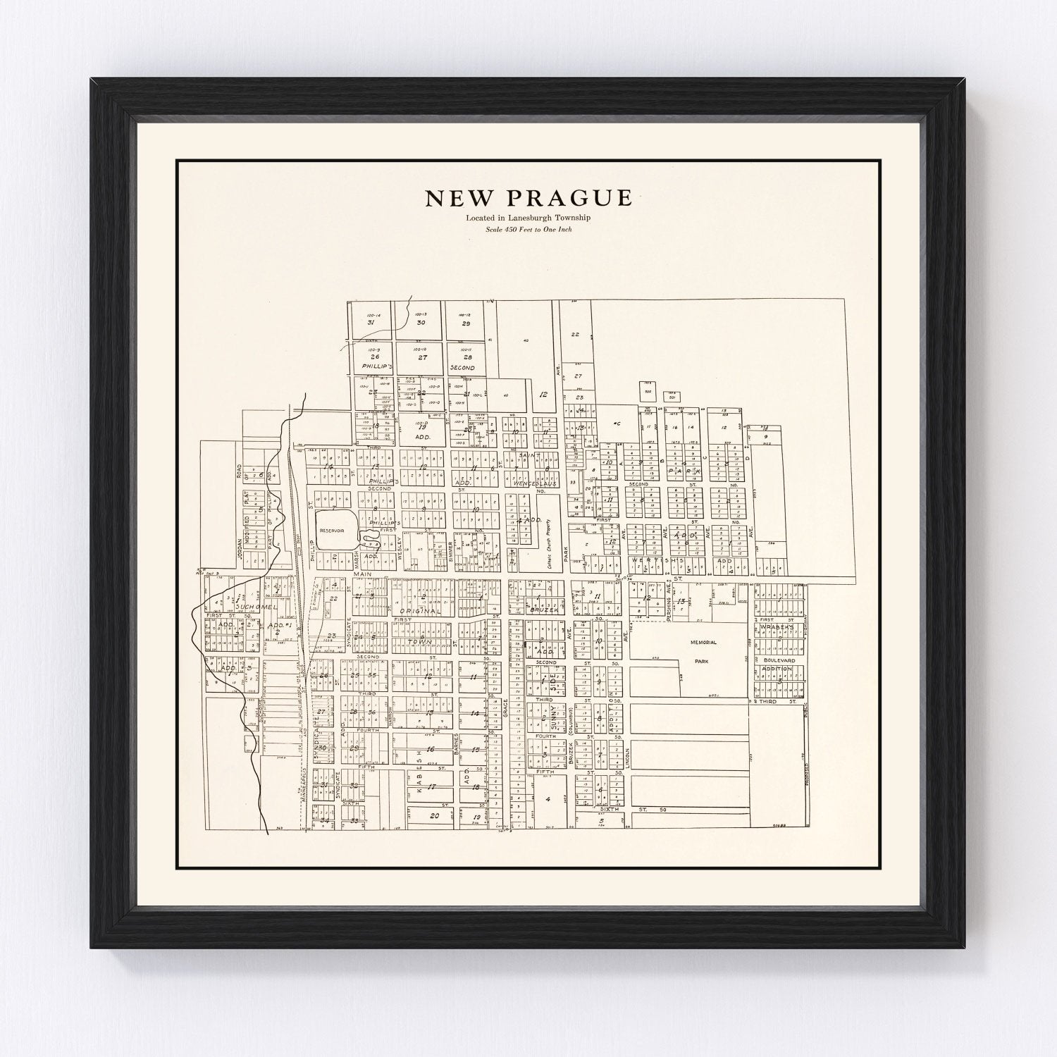 Vintage Map of New Prague, Minnesota 1928 by Ted's Vintage Art Teds