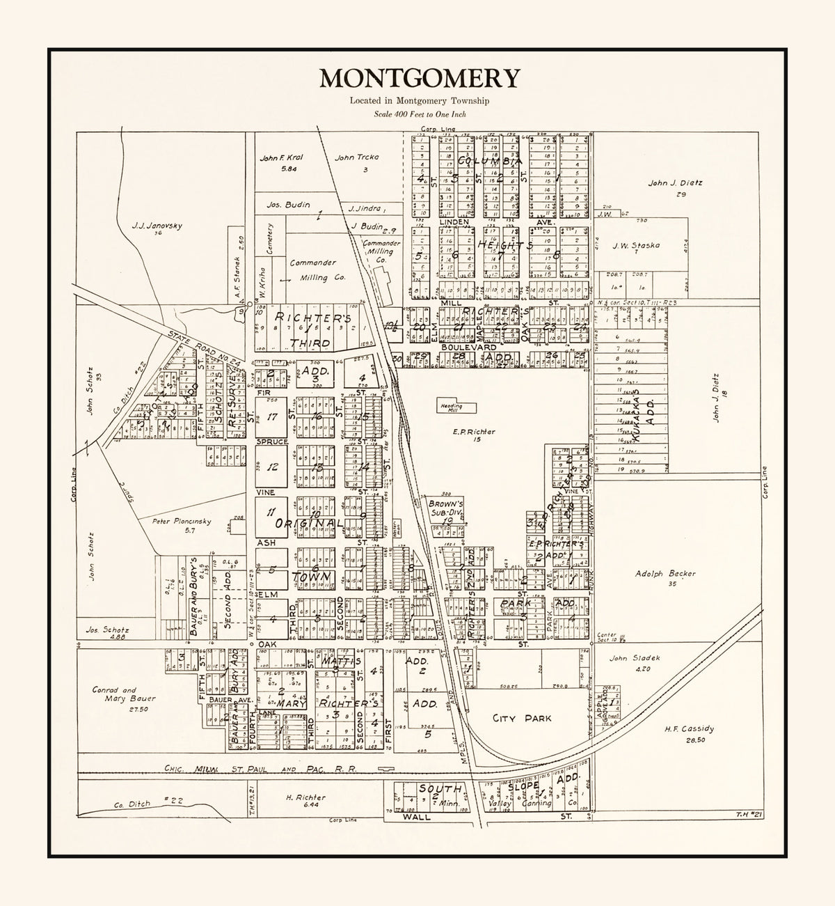 Preview of Vintage Map of Montgomery, Minnesota 1928