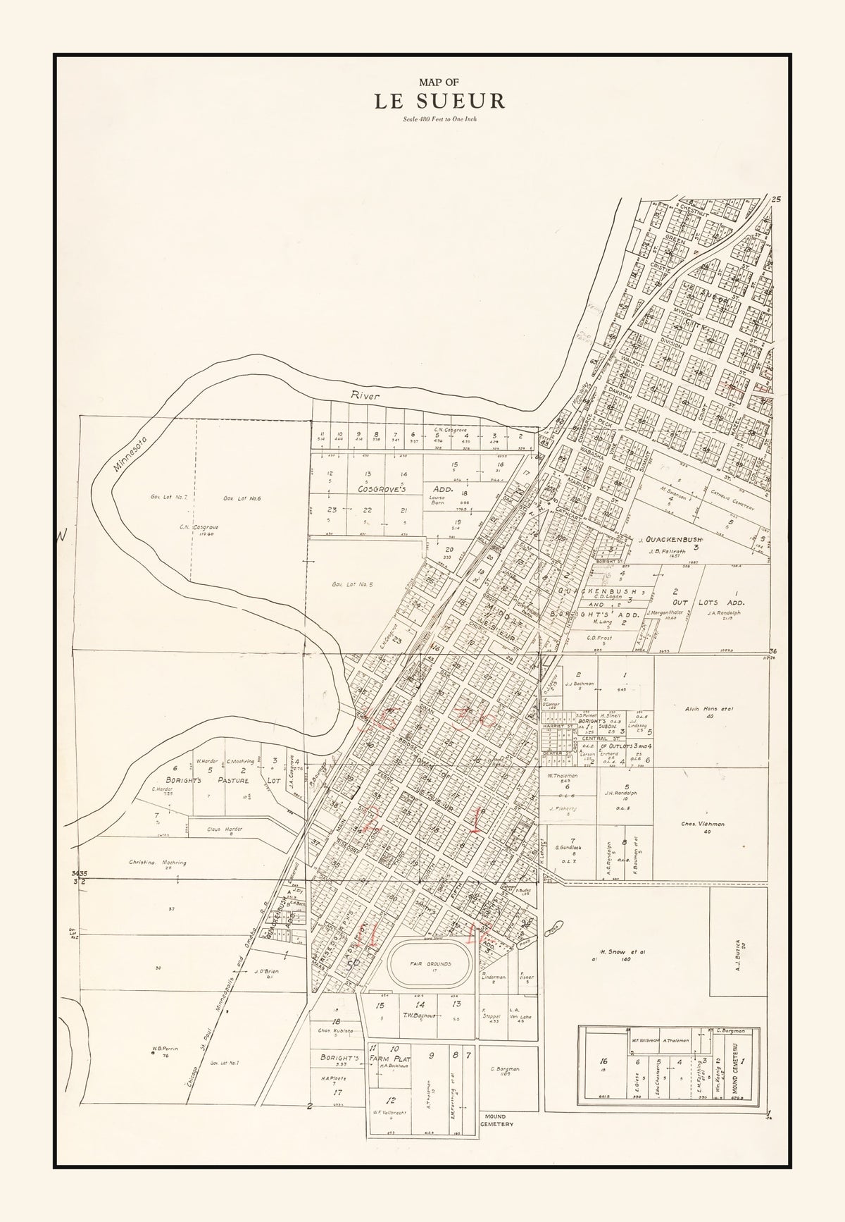 Preview of Vintage Map of Le Sueur, Minnesota 1928