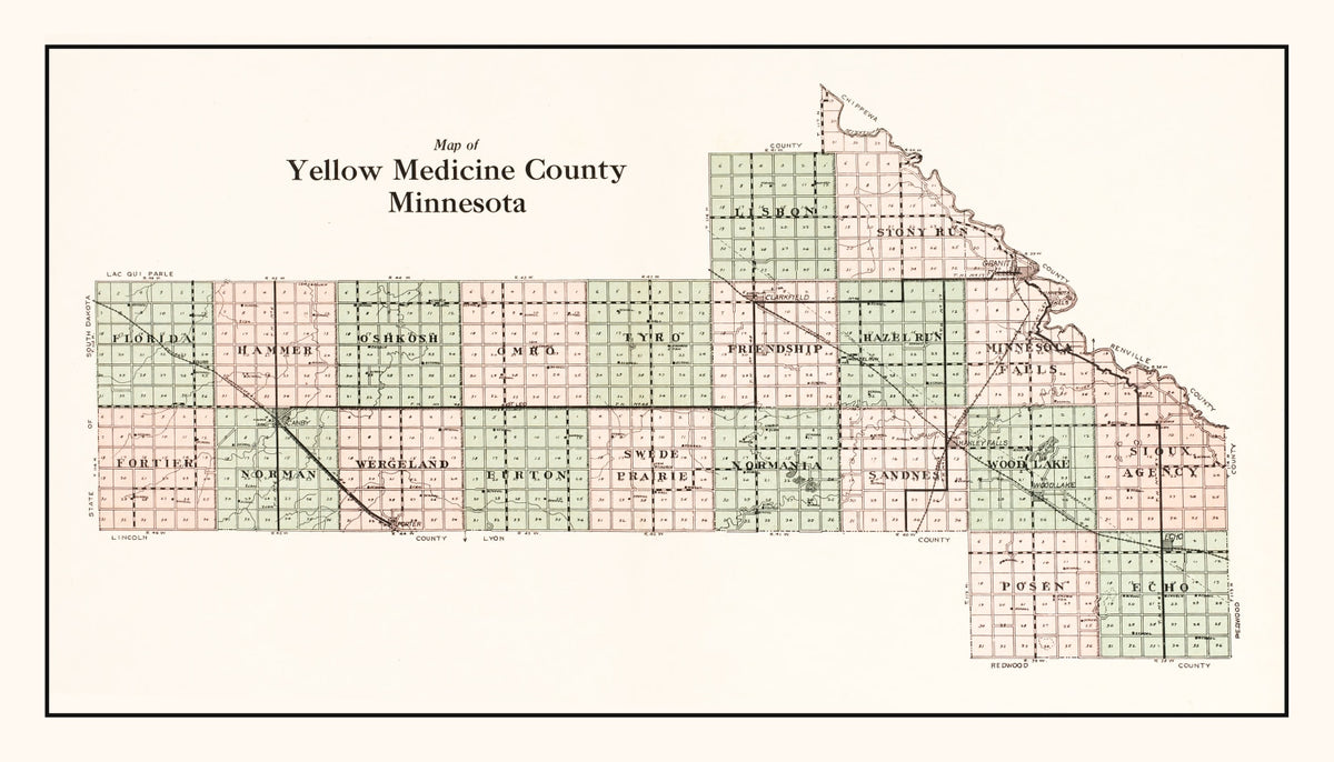 Preview of Vintage Map of Yellow Medicine County, Minnesota 1929