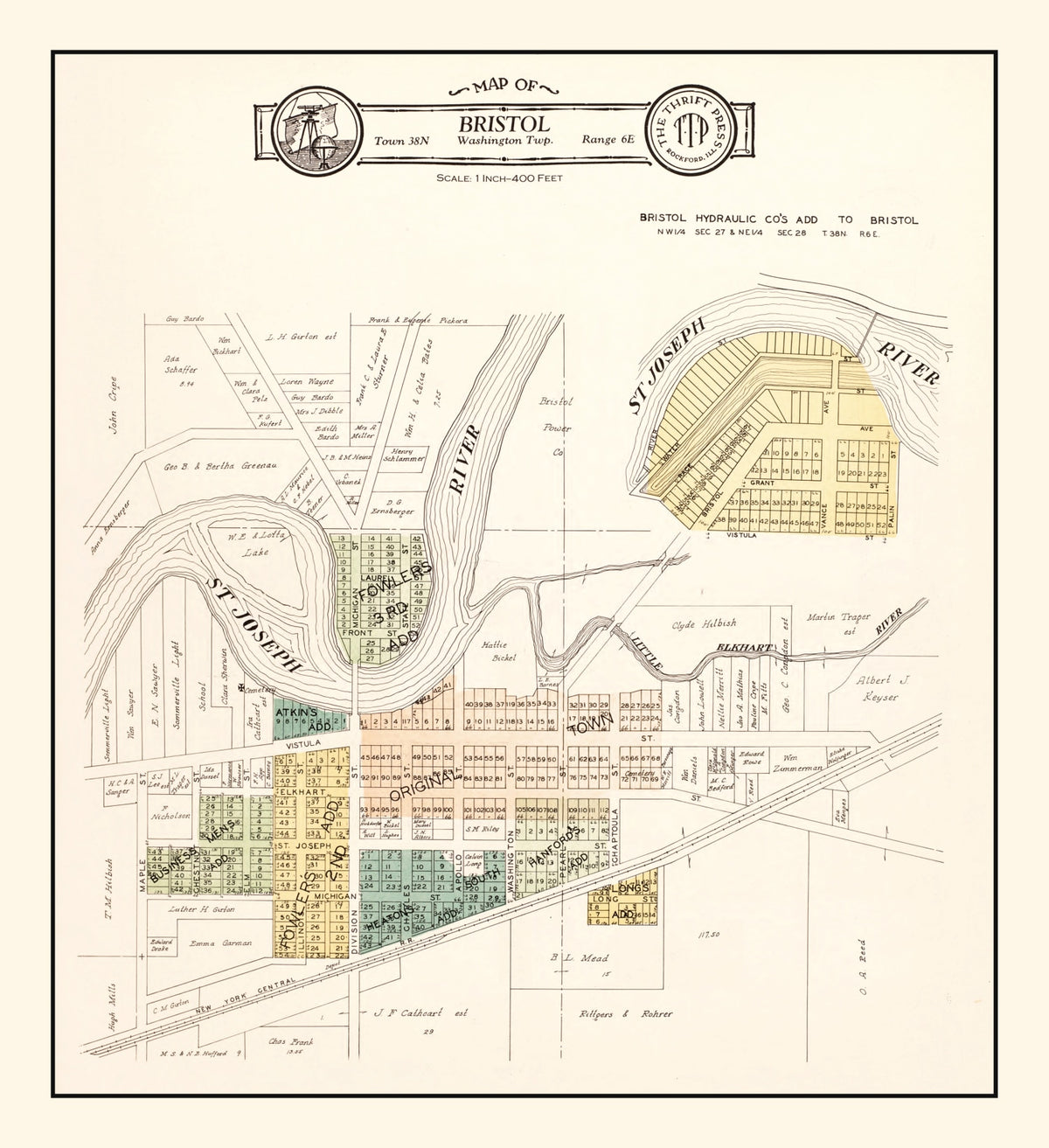 Preview of Vintage Map of Bristol, Indiana 1929