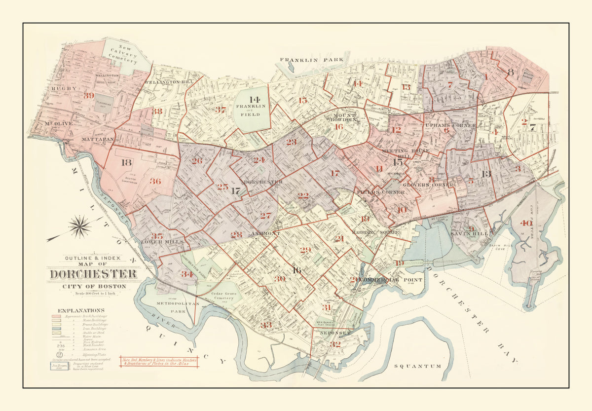 Preview of Vintage Dorchester, MA Map 1933
