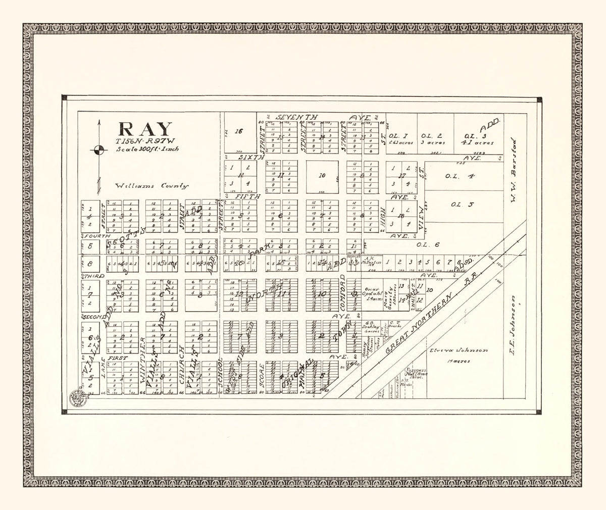 Preview of Vintage Map of Ray, North Dakota 1937