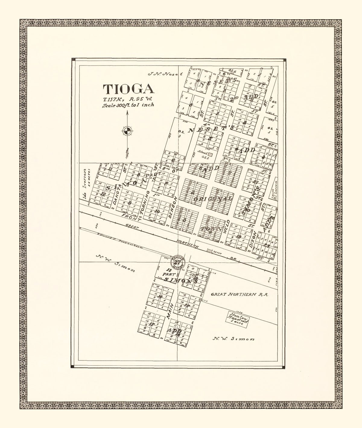 Preview of Vintage Map of Tioga, North Dakota 1937