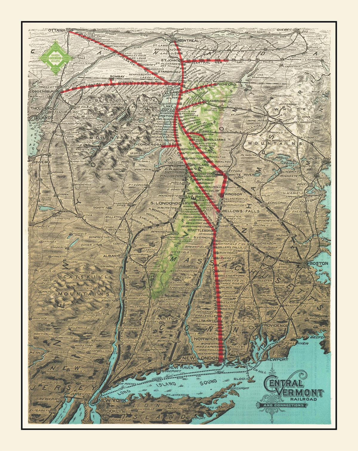 Preview of Vintage Railroad Map of United States 1890