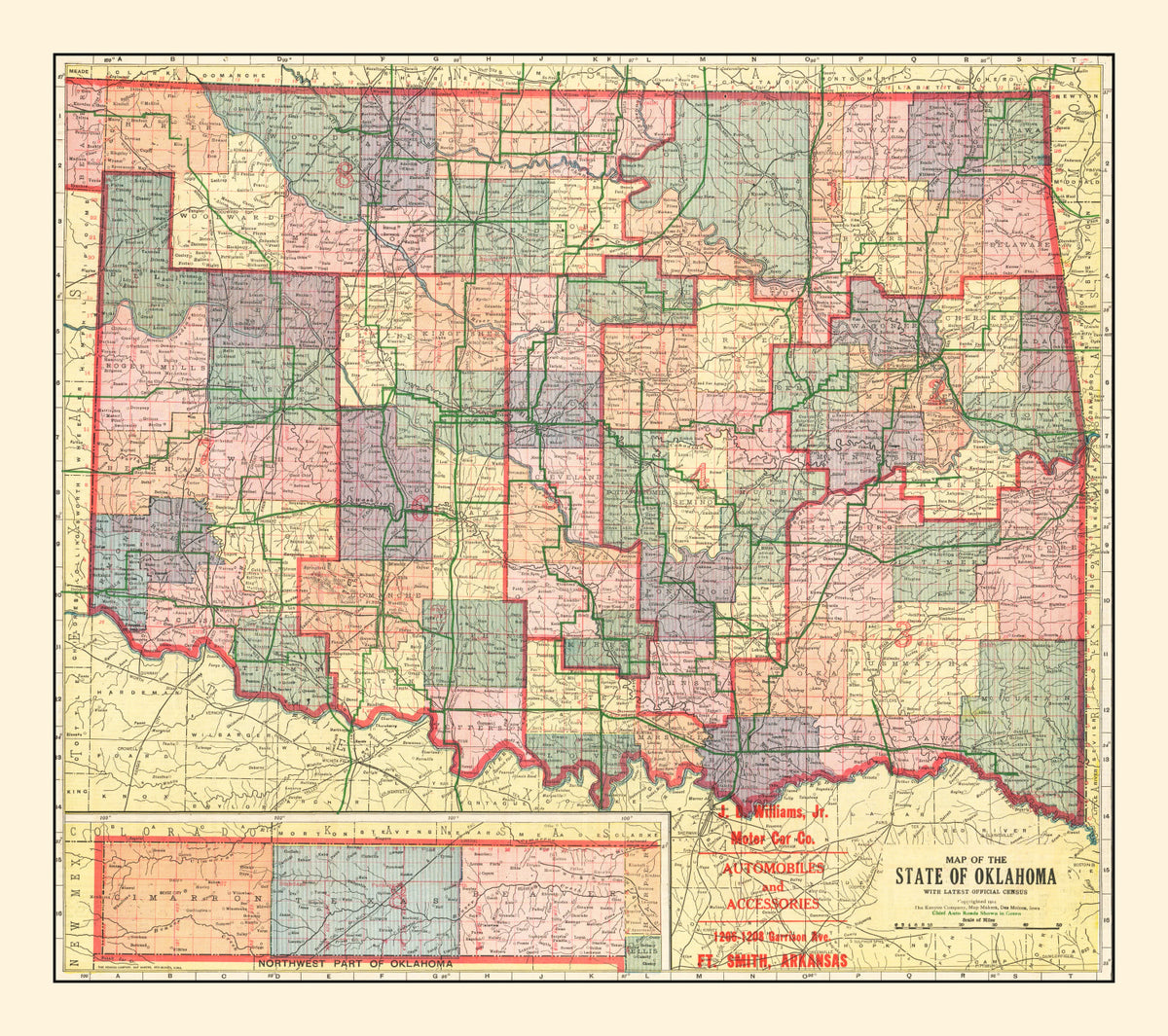 Preview of Vintage Map of Oklahoma 1914