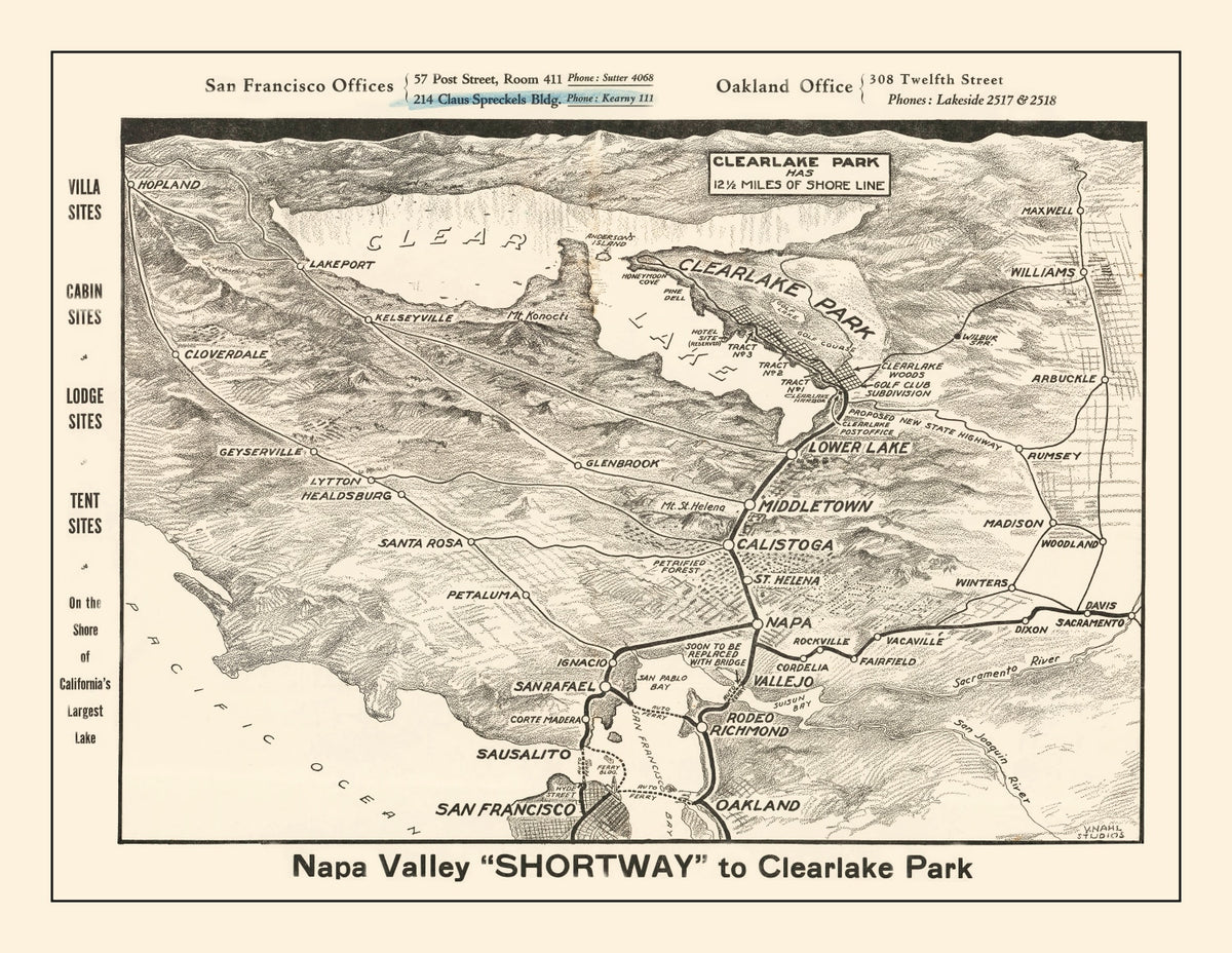 Preview of Vintage Napa Valley Map 1927