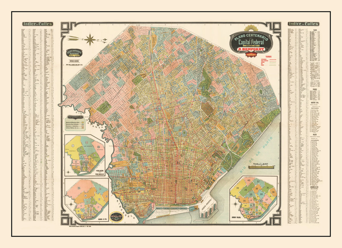 Preview of Vintage Map of Buenos Aires, Brazil 1915