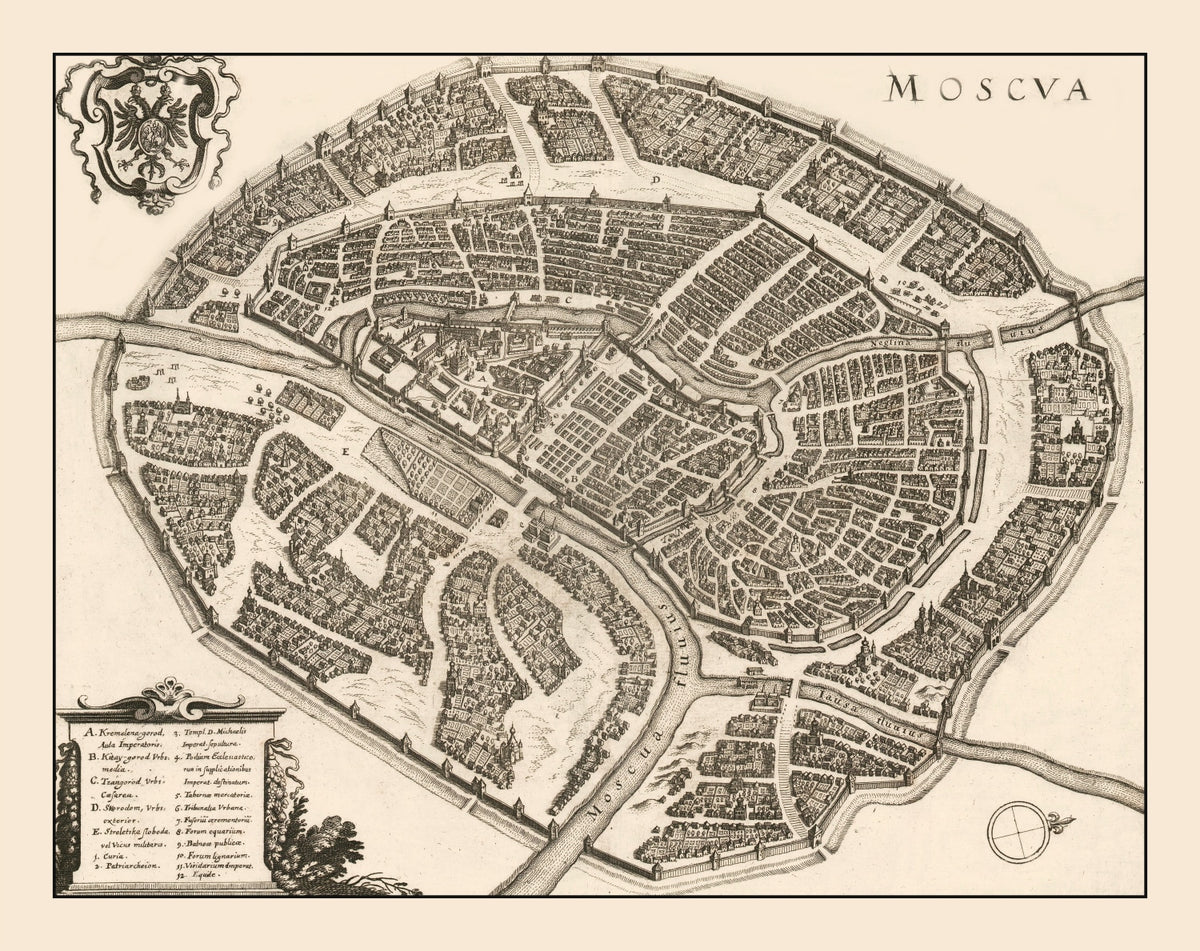 Preview of Vintage Map of Moscow, Russia 1646