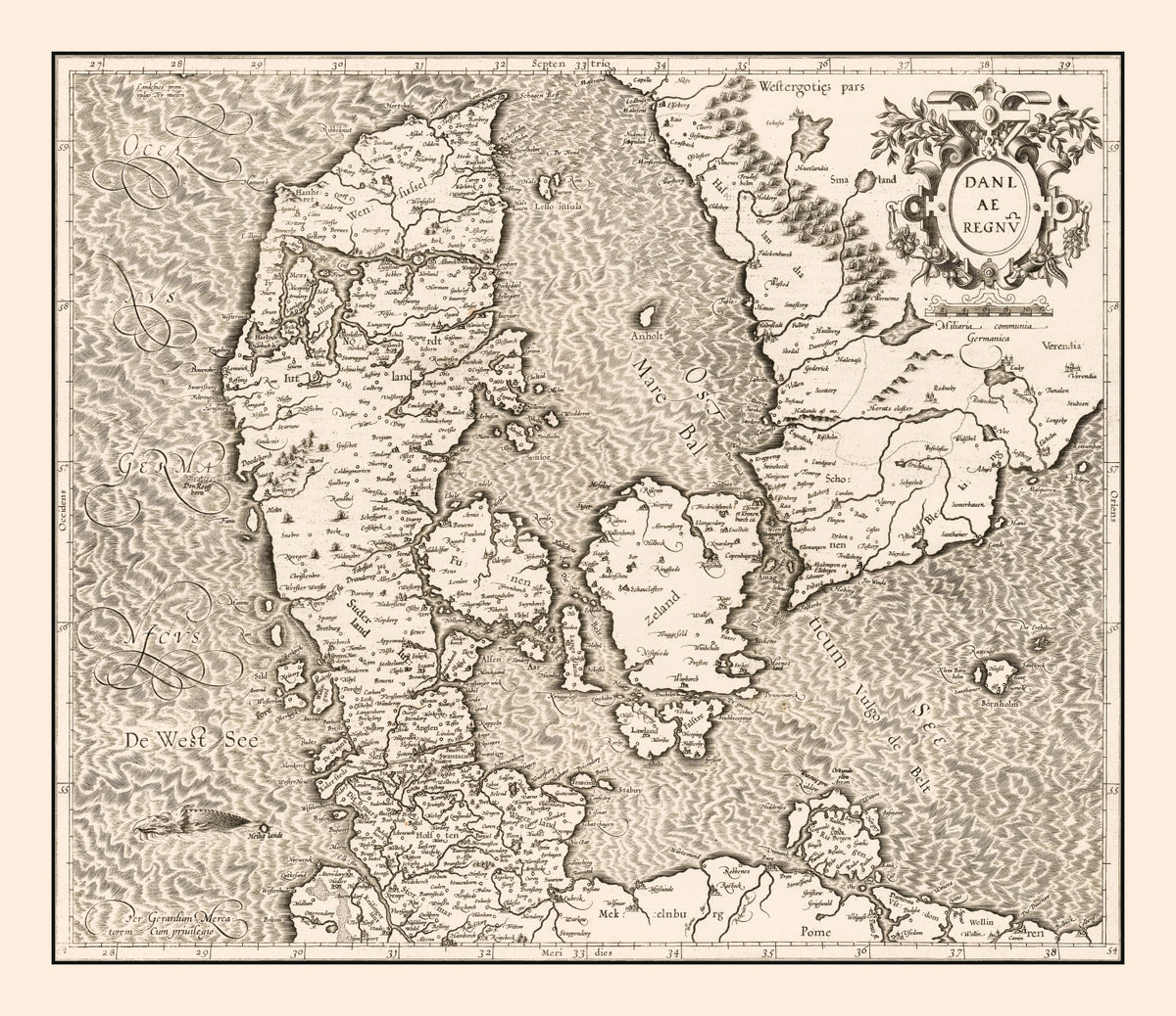 Preview of Vintage Map of Denmark 1595