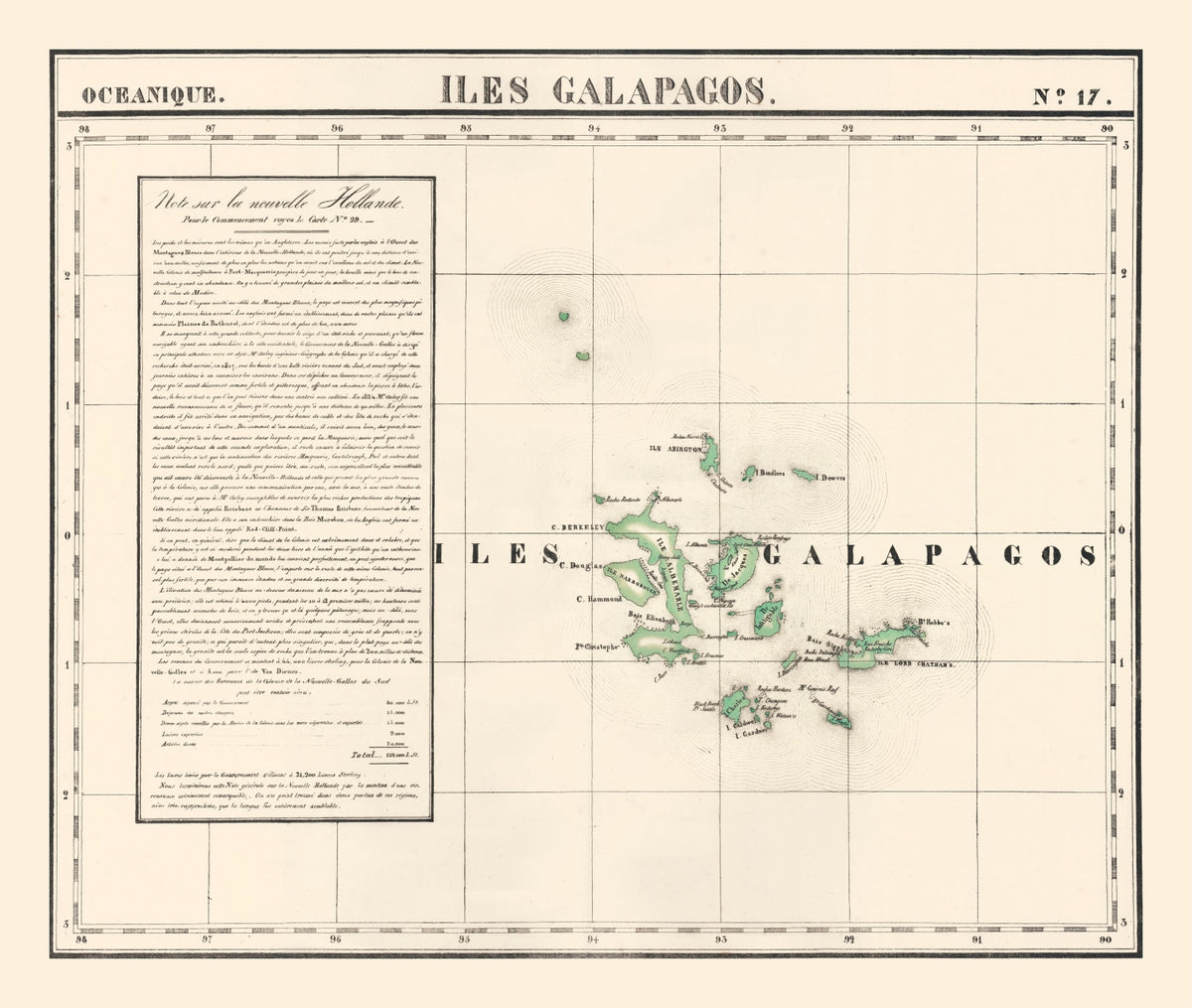 Preview of Vintage Galapagos Islands Map 1827