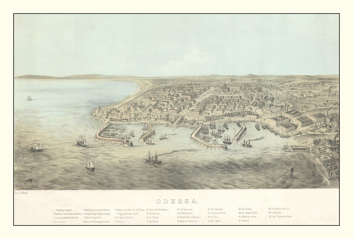 Preview of Vintage Map of Odesa, Ukraine 1854