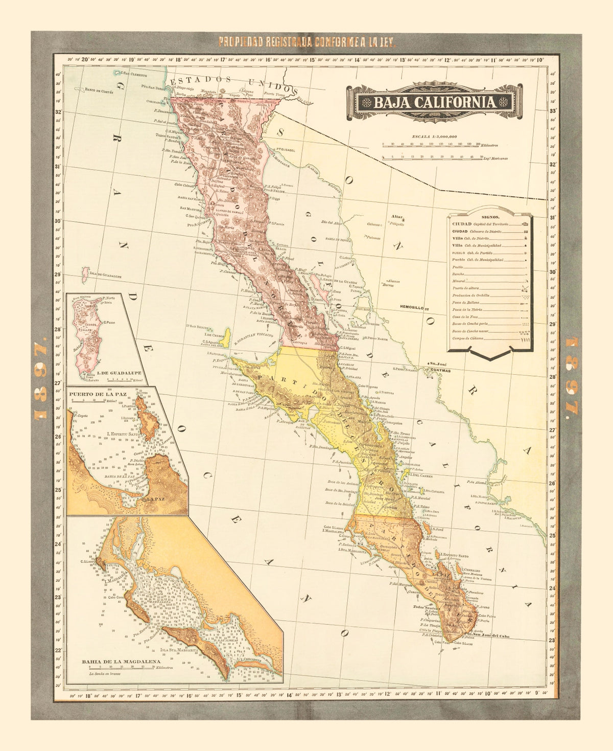 Preview of Vintage Baja California Map 1897