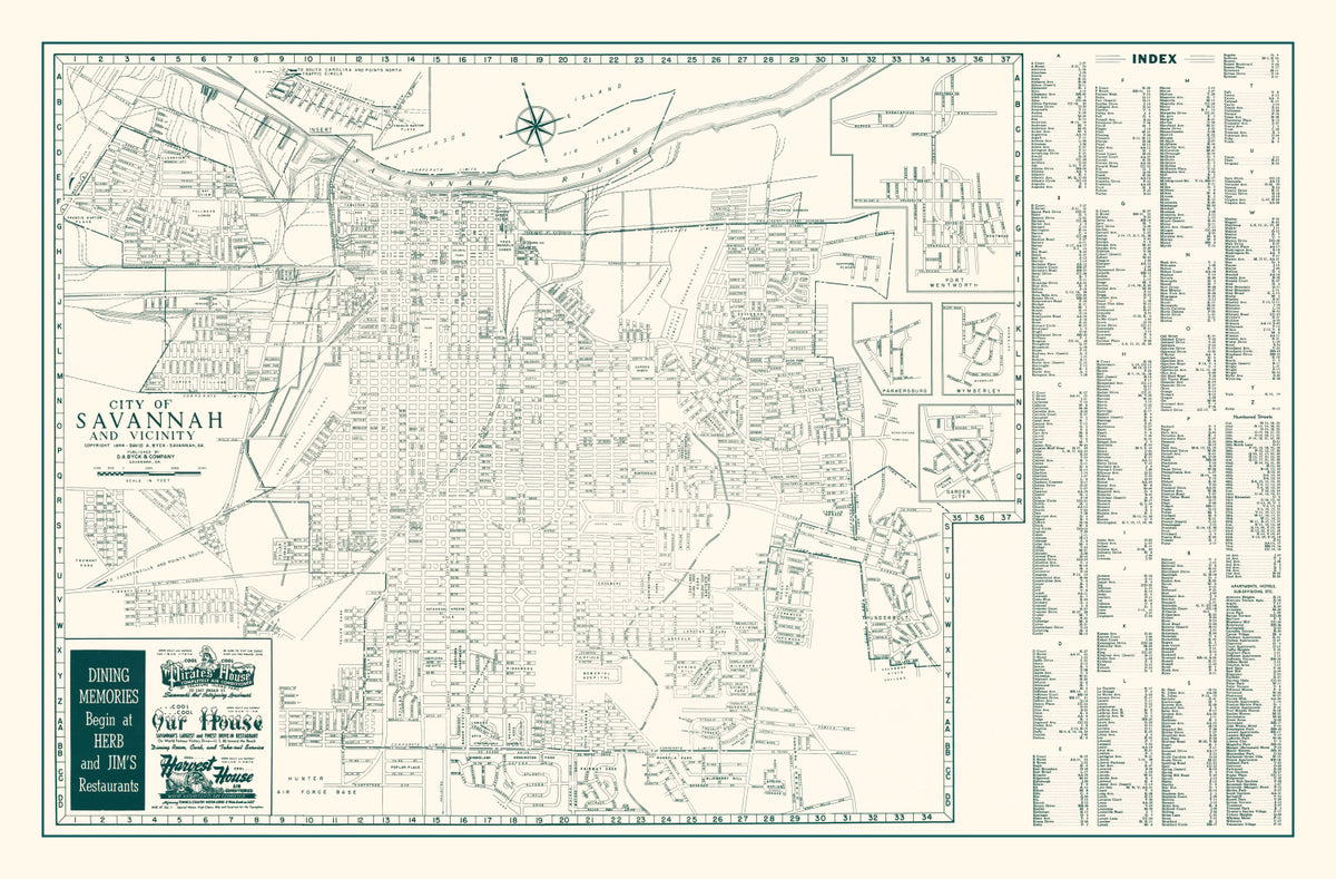 Preview of Vintage Map of Savannah, Georgia 1956