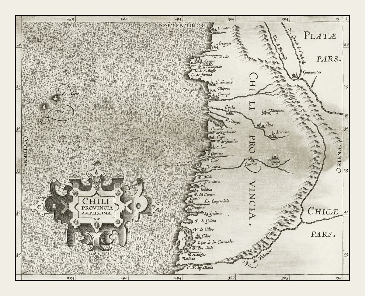 Preview of Vintage Map of Chile 1597