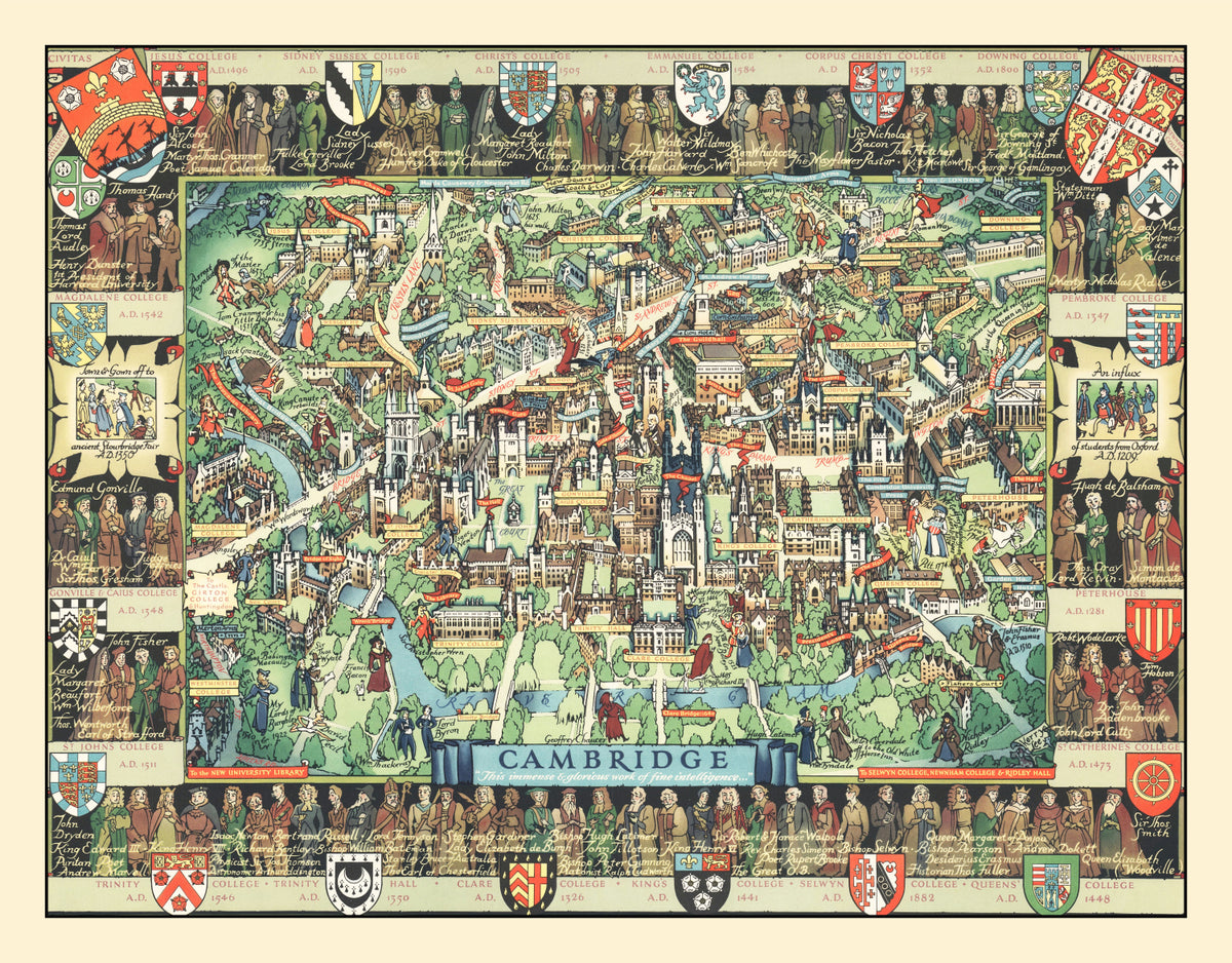 Preview of Vintage Map of Cambridge, England 1948