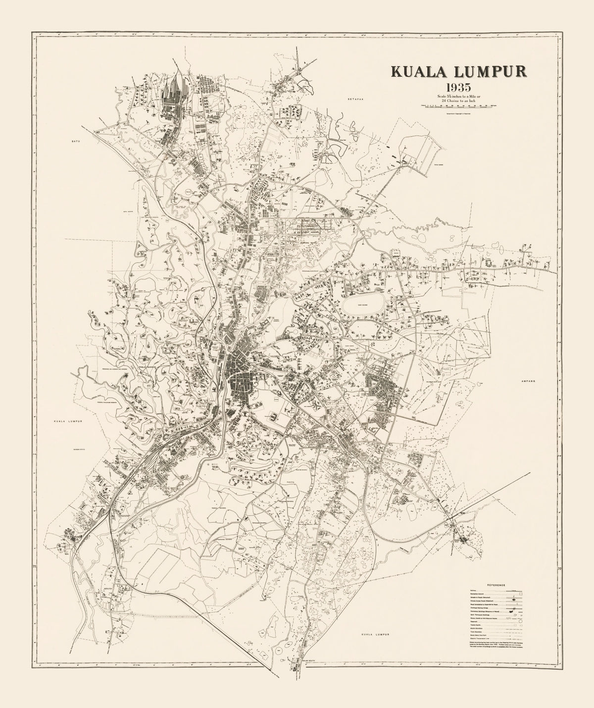 Preview of Vintage Map of Kuala Lumpur, Malaysia 1936
