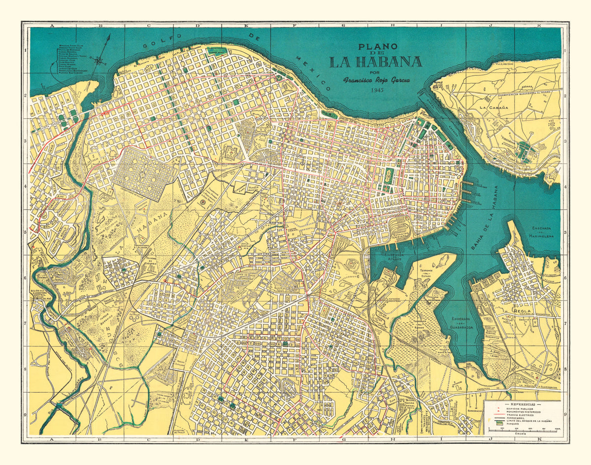 Preview of Vintage Map of Havana, Cuba 1945