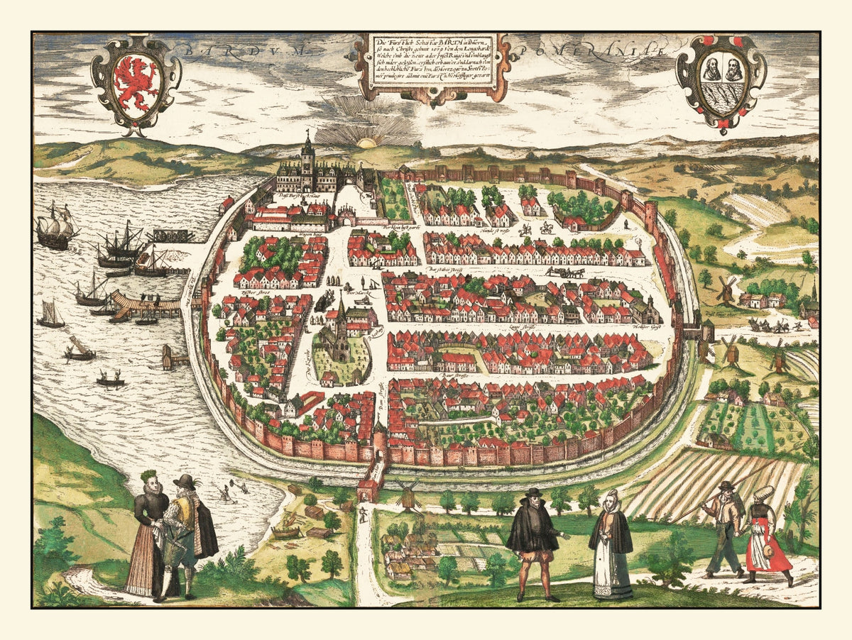 Preview of Vintage Map of Barth, Germany 1593