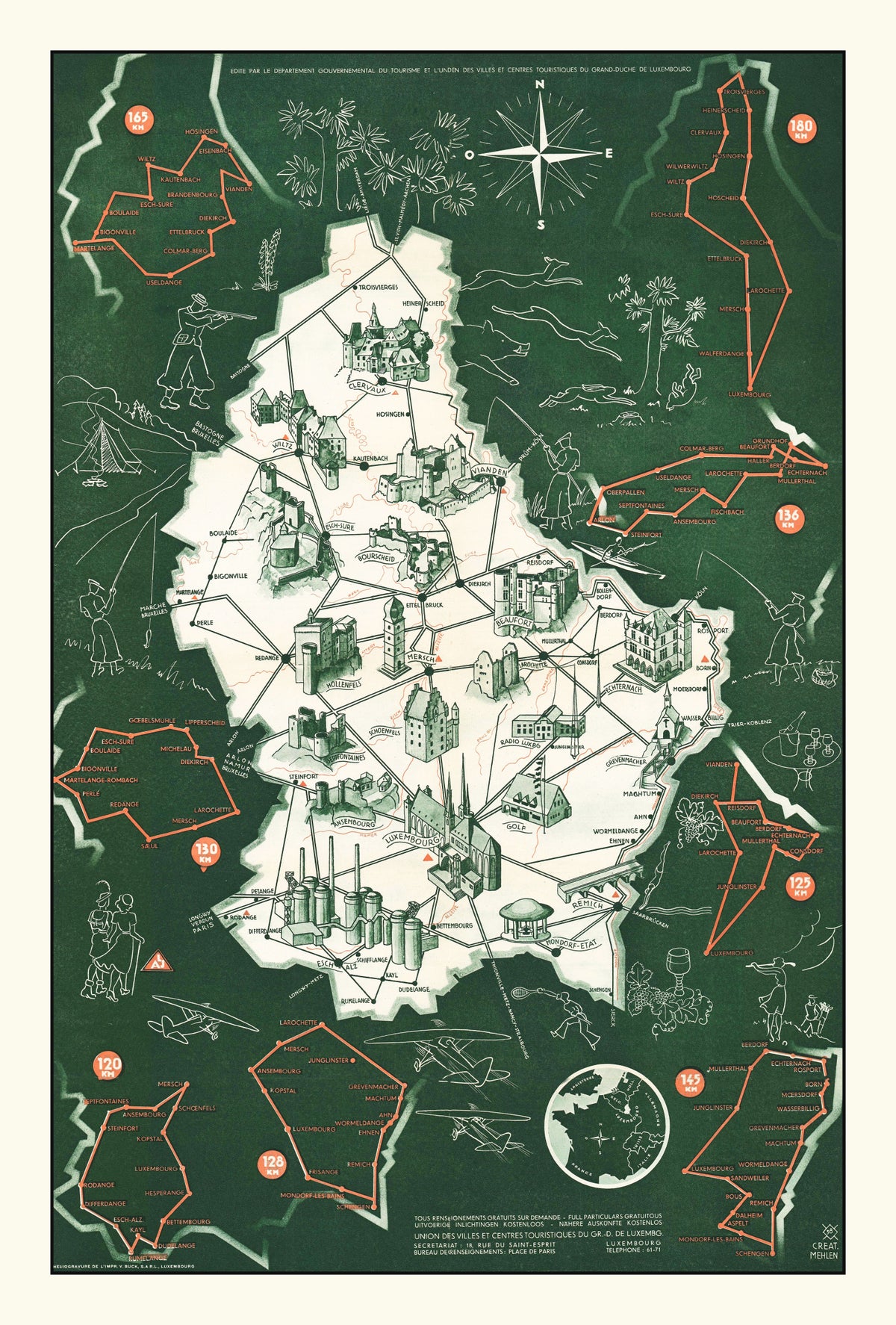 Preview of Vintage Map of Luxembourg 1935