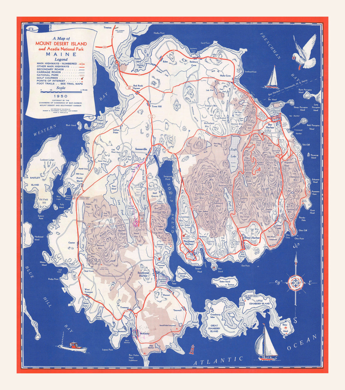 Preview of Vintage Mount Desert Island Map 1950