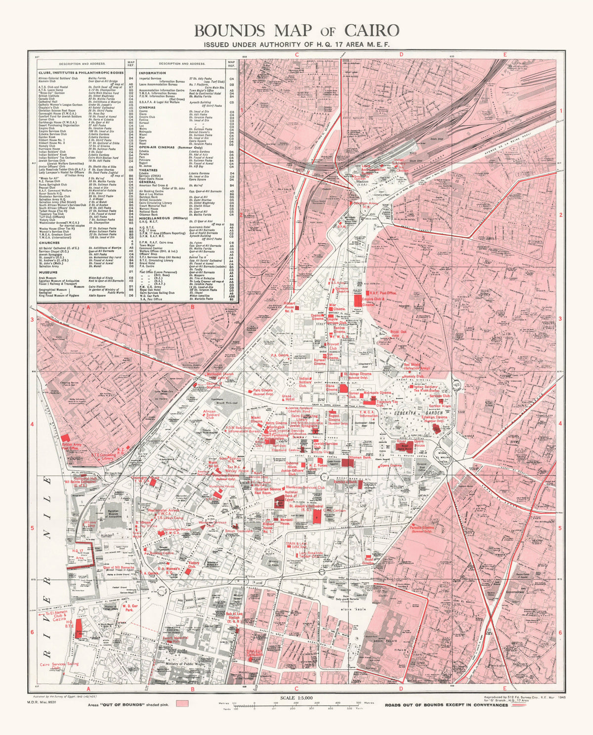 Preview of Vintage Map of Cairo, Egypt 1945