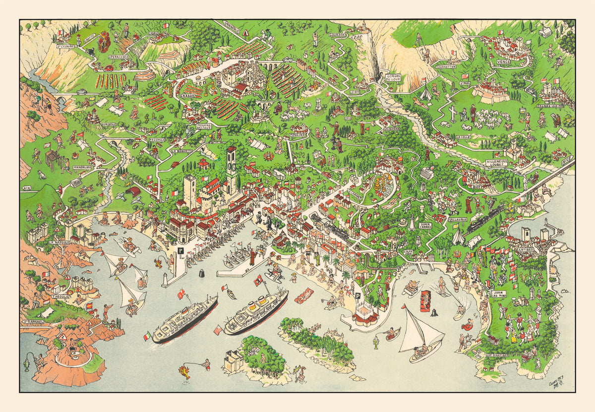 Preview of Vintage Map of Cannes, France 1953