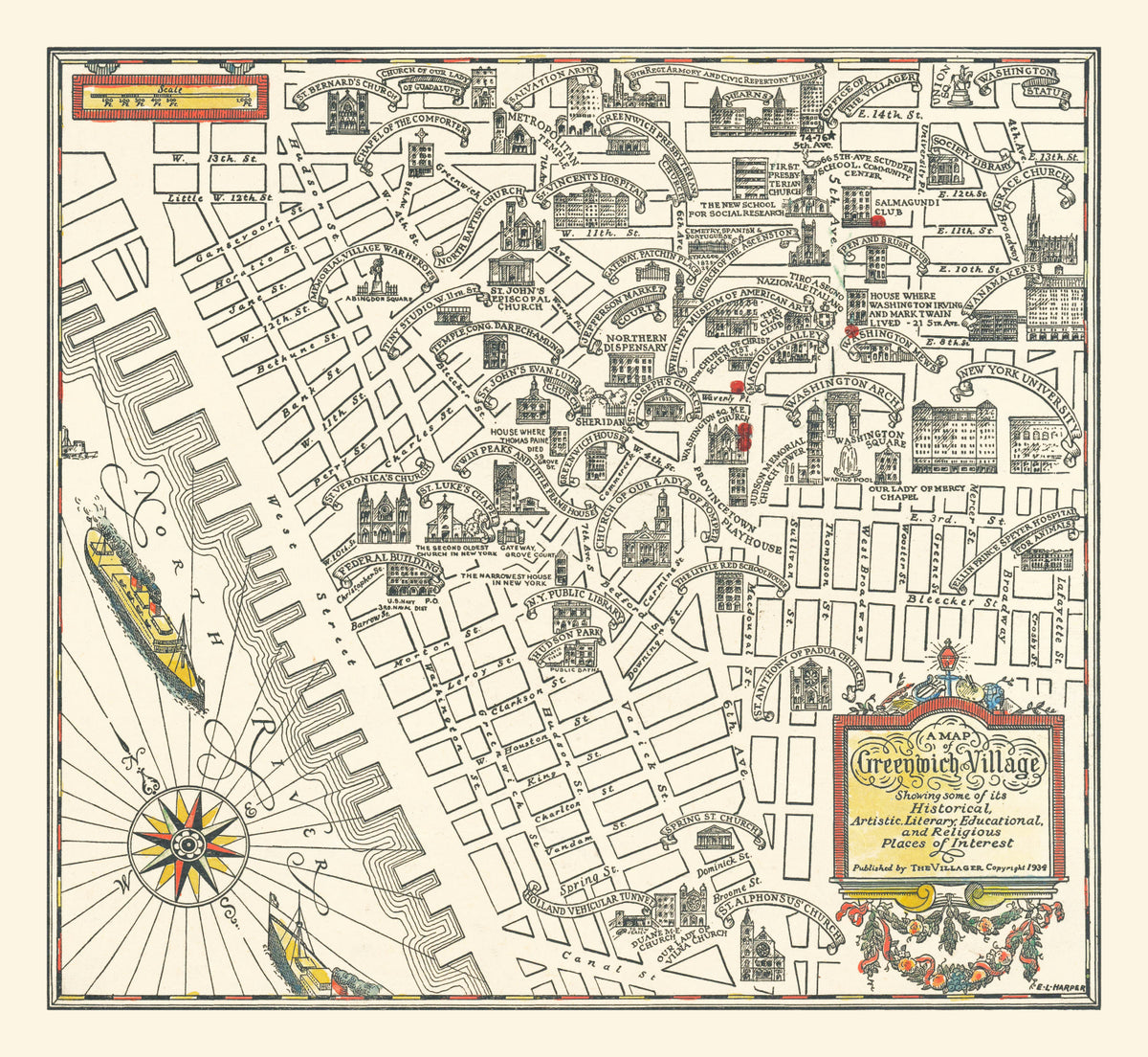 Preview of Vintage Map of Greenwich Village, New York 1934