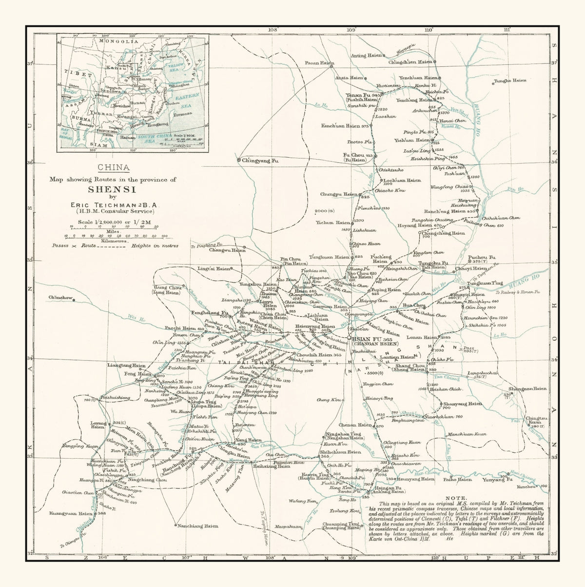 Preview of Vintage Shaanxi, China Map 1918