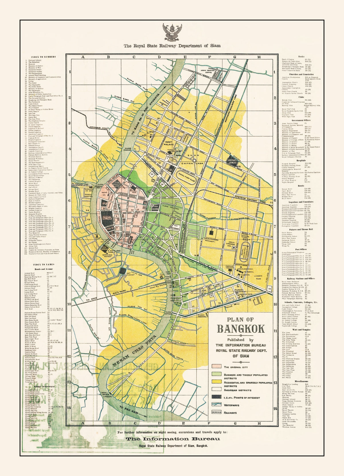 Preview of Vintage Map of Bangkok, Thailand 1928