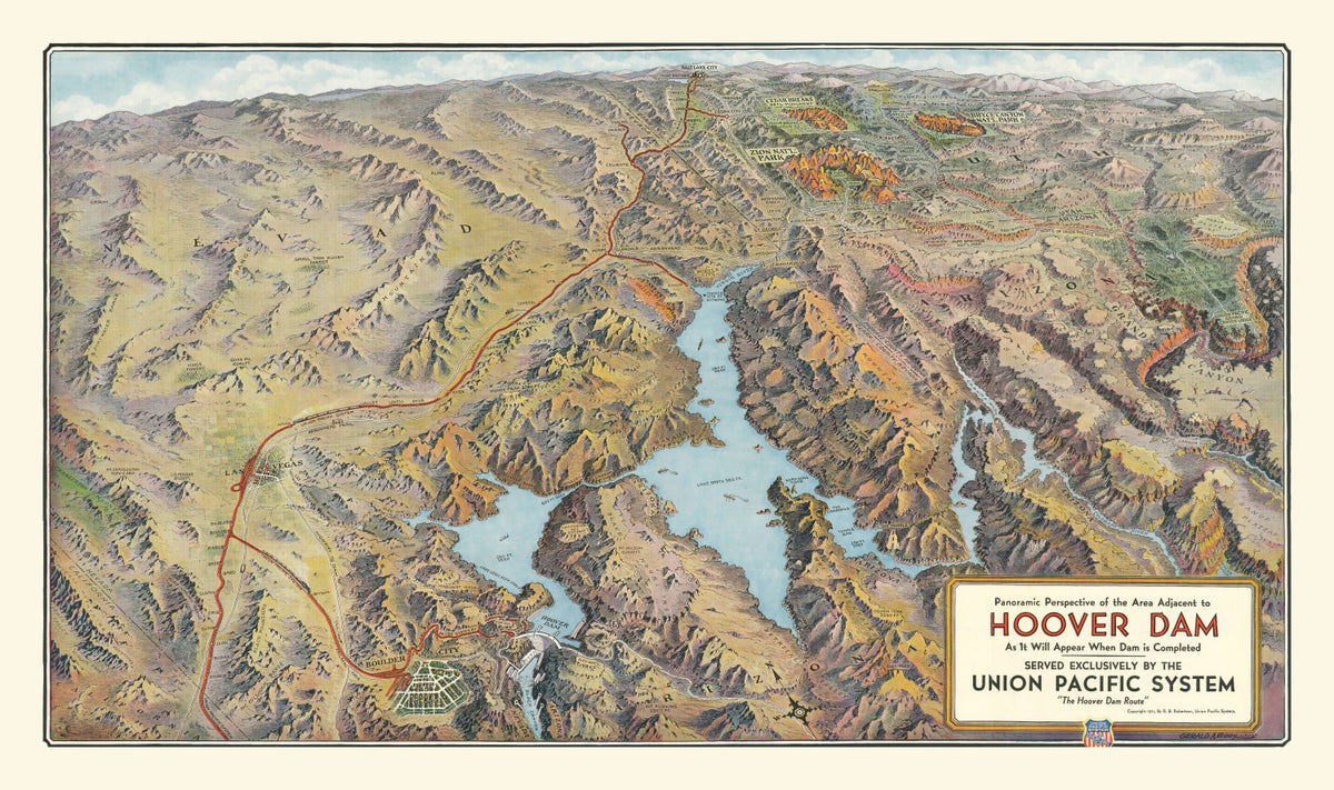 Preview of Vintage Hoover Dam & Lake Mead Map 1931