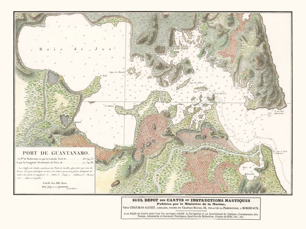 Preview of Vintage Guantanamo Bay Cuba Map 1830