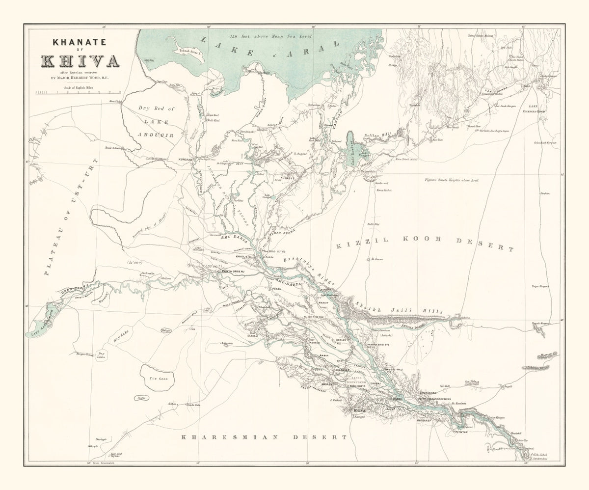 Preview of Vintage Map of Khiva, Uzbekistan 1875