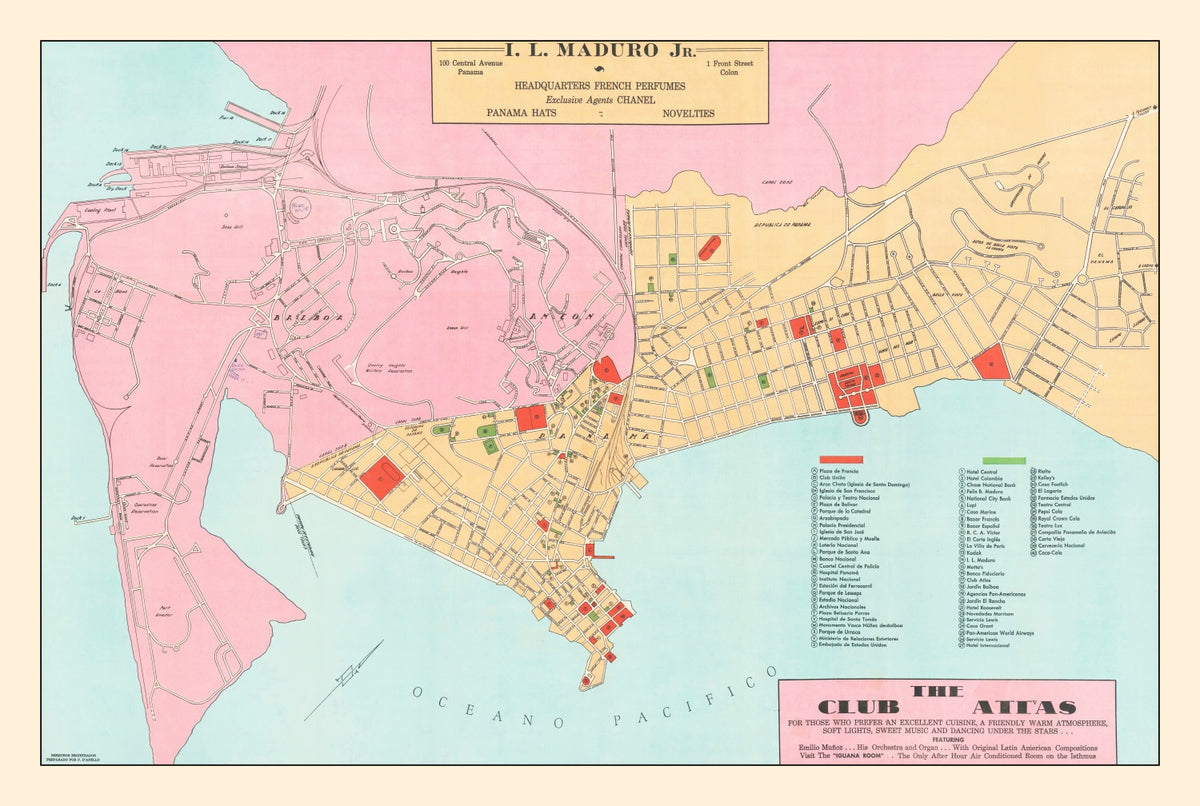 Preview of Vintage Map of Panama City, Panama 1950