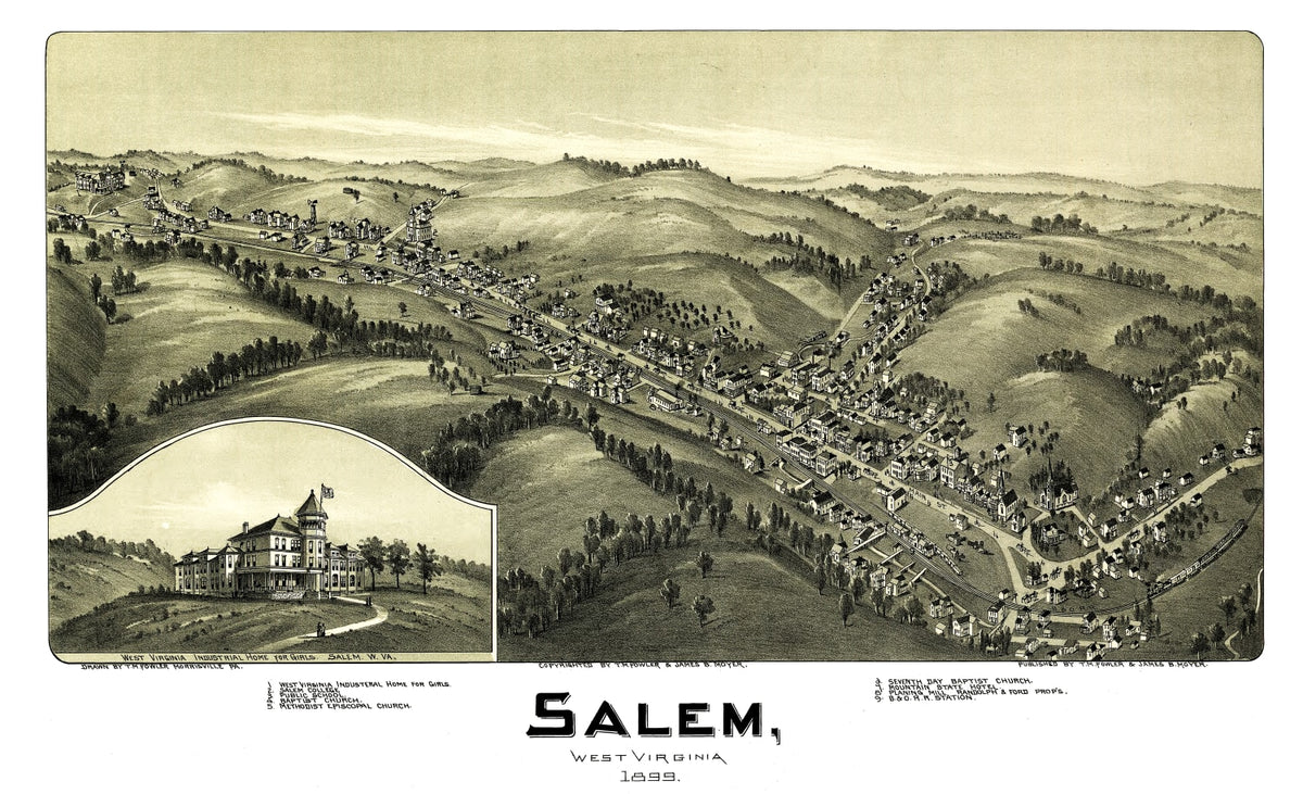 Preview of Vintage Map of Salem, West Virginia 1899