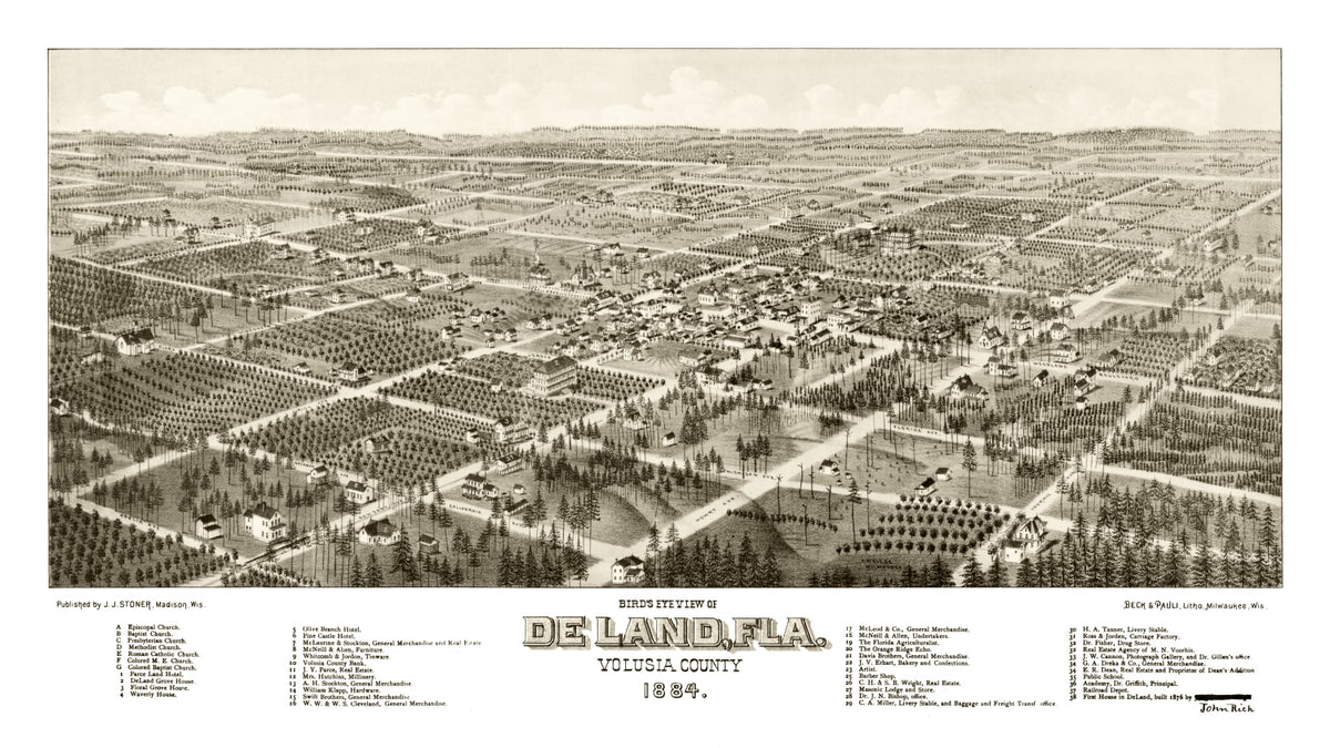Preview of Vintage Map of De Land, Florida 1884