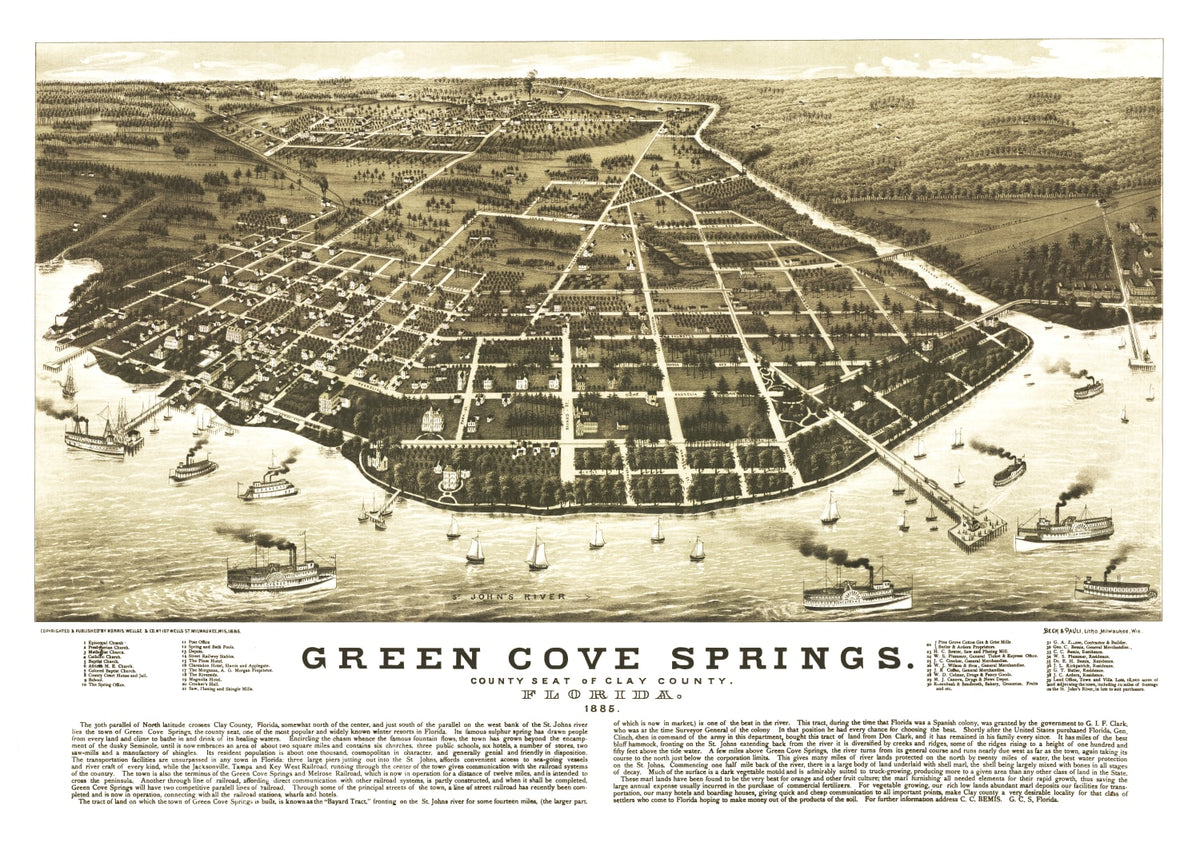 Preview of Vintage Map of Green Cove Springs, Florida 1885